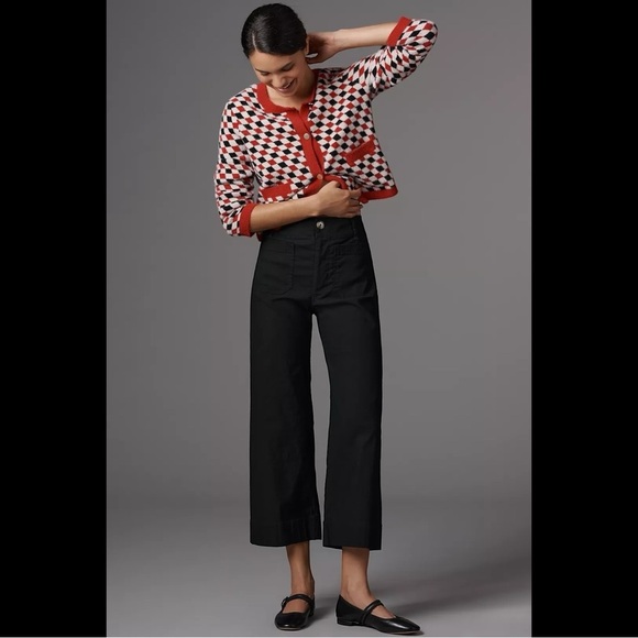 Anthropologie Maeve Colette Magic Fabric Crop Wide Leg Pant in Black 34 - Picture 2 of 15